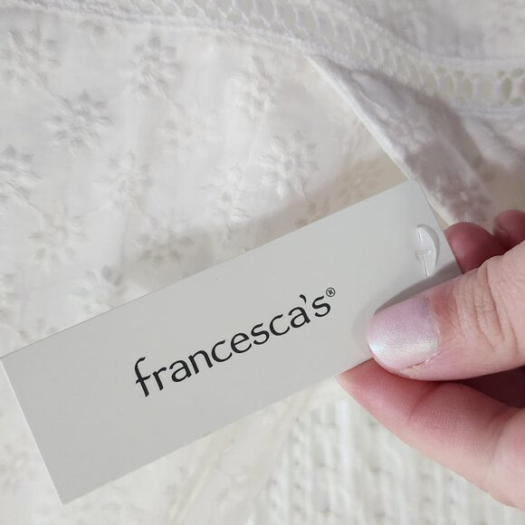 Francesca's Jun & Ivy White Textured Qwinn Eyelet Mini Dress Women's Size Medium - Picture 11 of 16